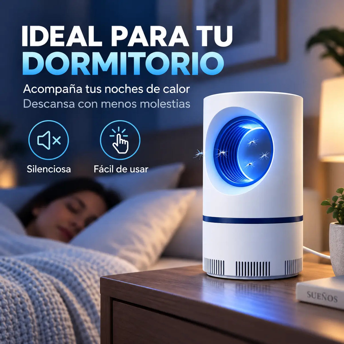 LÁMPARA USB ANTI MOSQUITOS. INCLUYE RAQUETA ANTI INSECTOS DE REGALO!