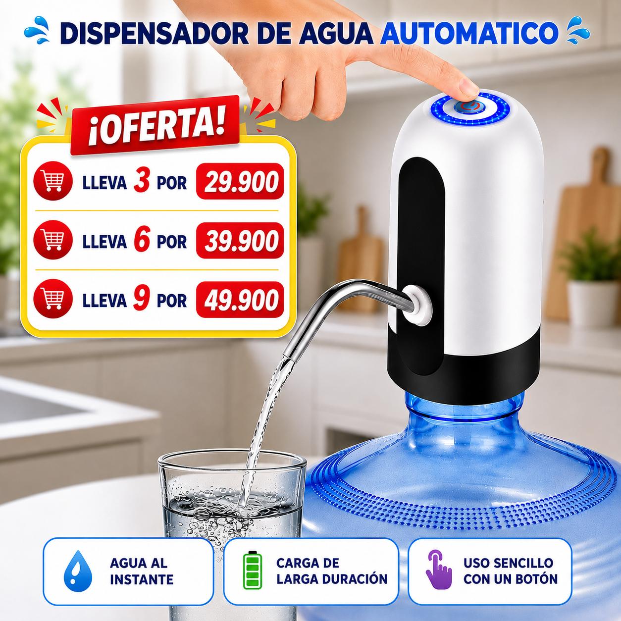 PACK 3 DISPENSADORES DE AGUA AUTOMÁTICOS A SÓLO $29.990!!
